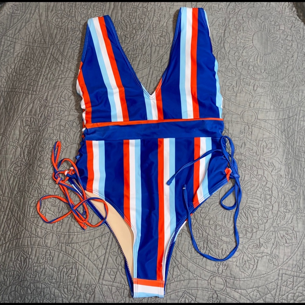 Red white and blue one piece swimsuit